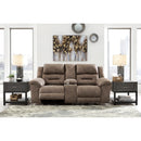  Signature Design by Ashley Stoneland Reclining Leather Look Loveseat with Console 3990594 IMAGE 4