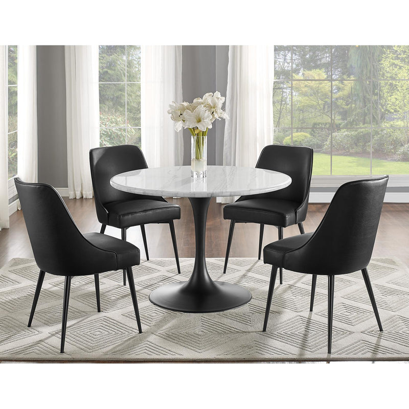 Steve Silver Furniture Round Colfax Dining Table with Marble Top and Pedestal Base CF450KDB/CF450WMT IMAGE 2