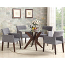 Steve Silver Furniture Round Amalie Dining Table with Glass Top and Pedestal Base AL4848TB/AL4848TT IMAGE 2