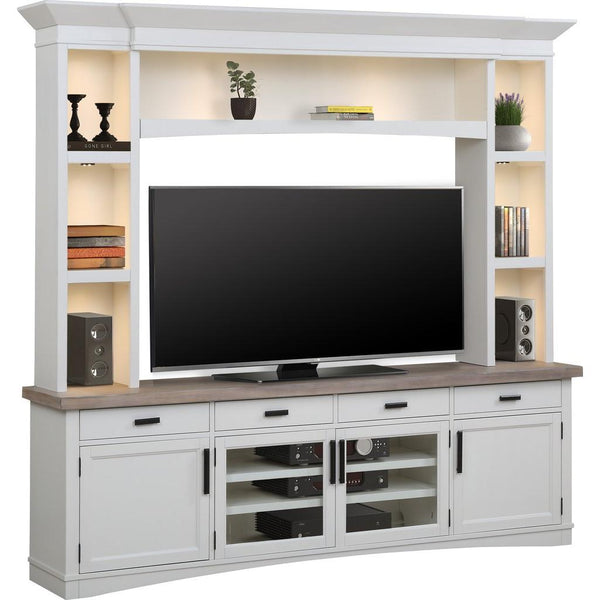 Parker House Furniture Americana Modern AME#92-3-COT Cotton 92 In. TV Console with Hutch and LED Lights IMAGE 1