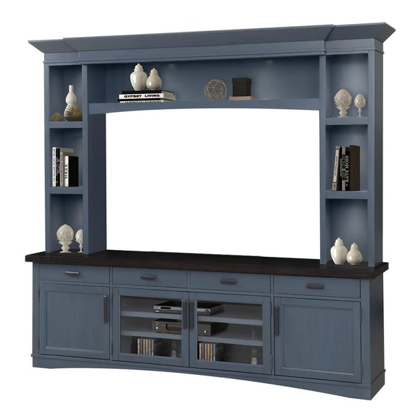 Parker House Furniture Americana Modern AME#92-3-DEN Denim 92 In. TV Console with Hutch and LED Lights IMAGE 1