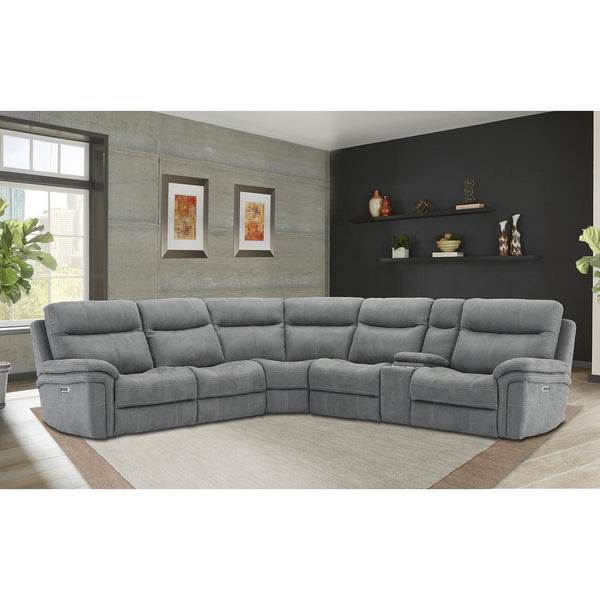 Parker Living Mason MMA-PACKA(H)-CRB Carbon 6 Piece Modular Power Reclining Sectional with Power Adjustable Headrests IMAGE 1