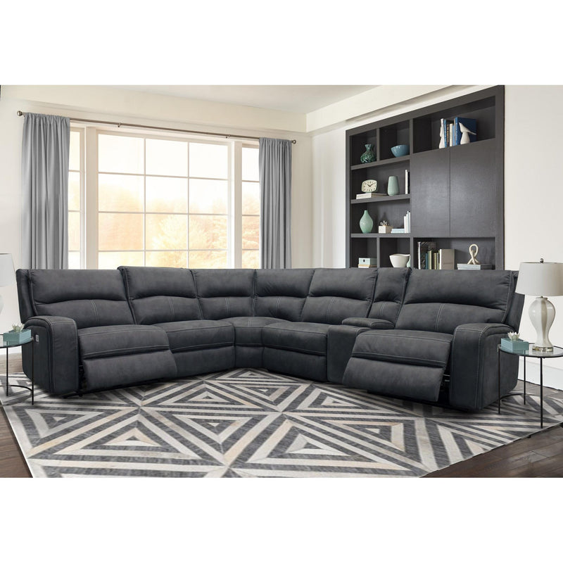 Parker Living Polaris MPOL-PACKA(H)-SLA Slate 6 Piece Modular Power Reclining Sectional with Power Adjustable Headrests IMAGE 2