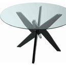 Steve Silver Furniture Round Amalie Dining Table with Glass Top and Pedestal Base AL4848TBB/AL4848TT IMAGE 2