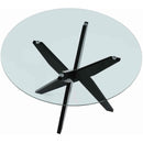 Steve Silver Furniture Round Amalie Dining Table with Glass Top and Pedestal Base AL4848TBB/AL4848TT IMAGE 3