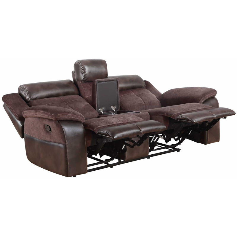 Steve Silver Furniture Pueblo Reclining Fabric and Leather Look Loveseat with Console UE9222CLC IMAGE 2