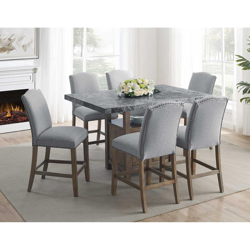 Steve Silver Furniture Grayson Counter Height Dining Table with Marble Top and Pedestal Base GS600CTB/GS600GMT IMAGE 2