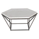 Steve Silver Furniture Corvus CV2003PC White Marble Hexagon 3pc Set IMAGE 1