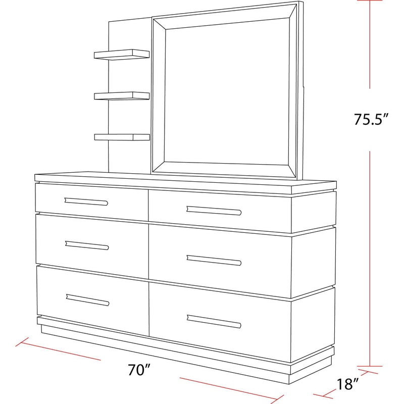 Parker House Furniture Pure Modern Bedroom BPUR-2131-2 6 Drawer Dresser and Mirror IMAGE 14
