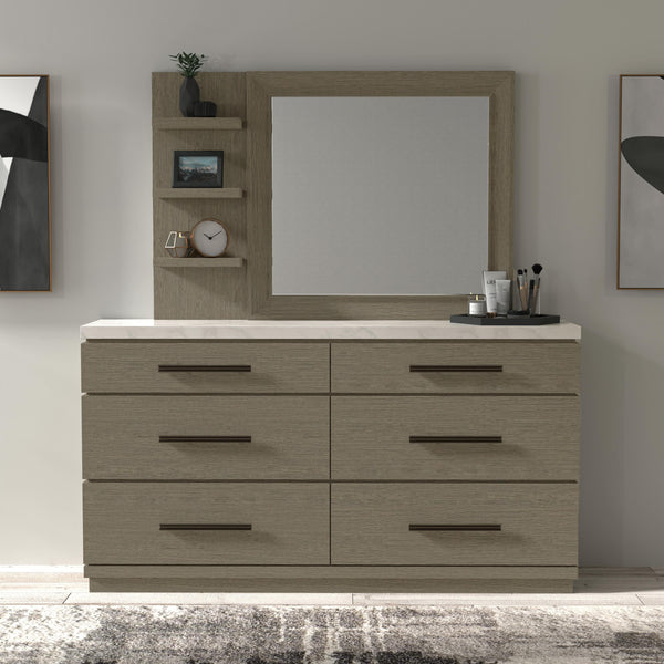 Parker House Furniture Pure Modern Bedroom BPUR-2131-2 6 Drawer Dresser and Mirror IMAGE 1