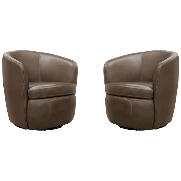 Parker Living Barolo SBAR#912S-2-VGBR Vintage Brown 100% Italian Leather Swivel Club Chair Two Pack IMAGE 1