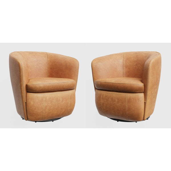 Parker Living Barolo SBAR#912S-2-VGCM Vintage Caramel 100% Italian Leather Swivel Club Chair Two Pack IMAGE 1