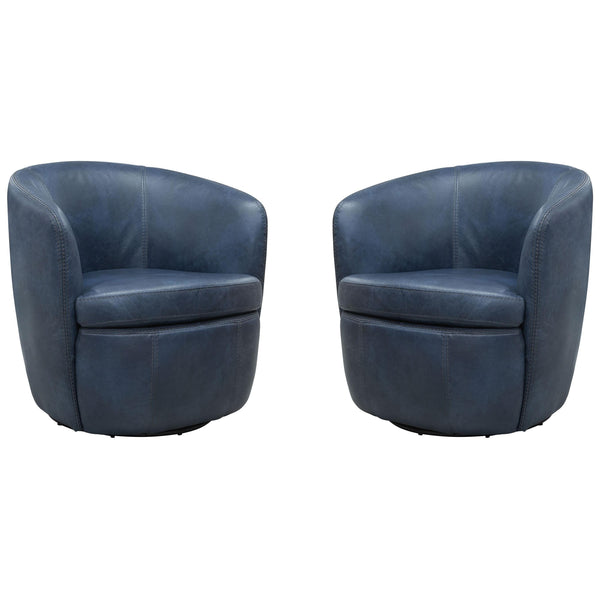 Parker Living Barolo SBAR#912S-2-VGNV Vintage Navy 100% Italian Leather Swivel Club Chair Two Pack IMAGE 1