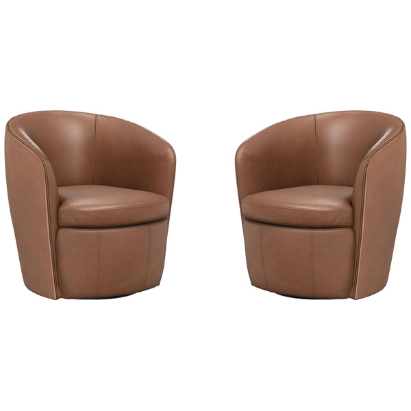 Parker Living Barolo SBAR#912S-2-VGWK Vintage Whiskey 100% Italian Leather Swivel Club Chair Two Pack IMAGE 1