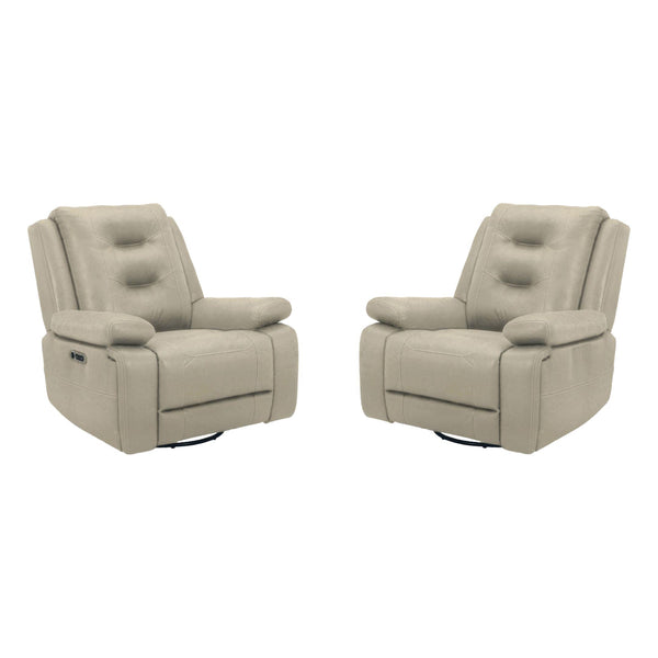 Parker Living Caldwell MCAL#812GSPH-2-TAFG Tahoe Fog Power Swivel Glider Recliner Two Pack IMAGE 1
