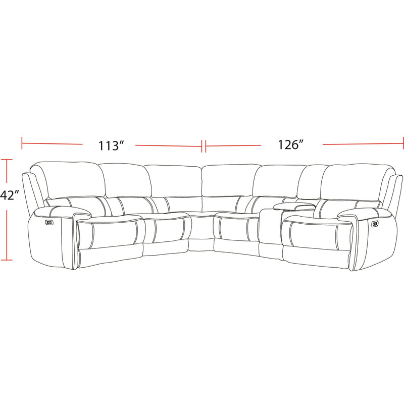 Parker Living Empire MEMP-PACKA(H)-VIV Verona Ivory 6 Piece Modular Power Reclining Sectional with Power Adjustable Headrests IMAGE 5