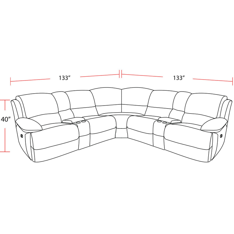 Parker Living Gladiator MGLA-PACKT7(HZ)-CBL Cobalt 7 Piece Modular Power Zero Gravity Reclining Sectional with Power Adjustable Headrests IMAGE 3