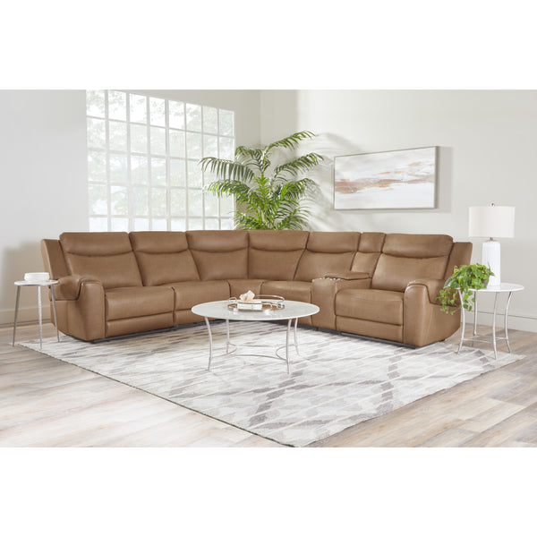 Parker Living Momentum MMTM-PACKA(HZ)-HM-CSHW Cashew 6 Piece Modular Power Reclining Sectional with Power Adjustable Headrests IMAGE 1