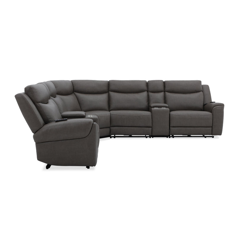Parker Living Momentum MMTM-PACKT7(HZ)-HM-DKGN Dark Granite 7 Piece Modular Power Reclining Sectional with Power Adjustable Headrests IMAGE 2