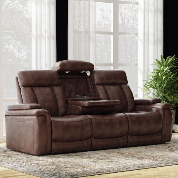 Parker Living Royce MROY#832PH-FNB Fantom Brown Power Reclining Sofa with Drop Down Console IMAGE 1