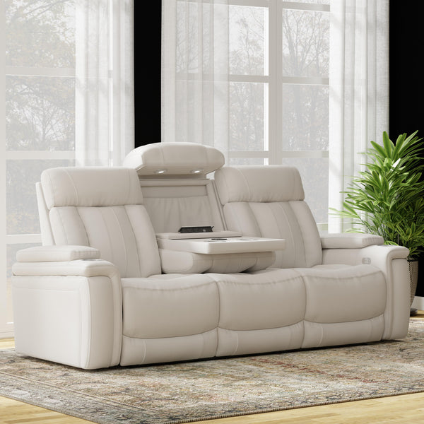 Parker Living Royce MROY#832PH-FNI Fantom Ivory Power Reclining Sofa with Drop Down Console IMAGE 1