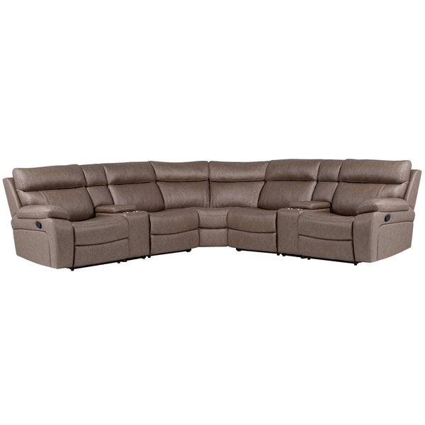 Parker Living Theon MTHE-PACKT7-STOF Stokes Toffee 7 Piece Modular Manual Reclining Sectional and Entertainment Console IMAGE 1
