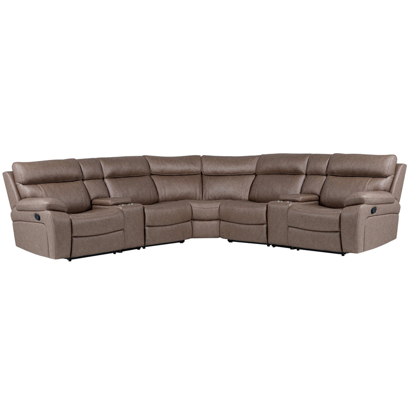 Parker Living Theon MTHE-PACKT7-STOF Stokes Toffee 7 Piece Modular Manual Reclining Sectional and Entertainment Console IMAGE 1