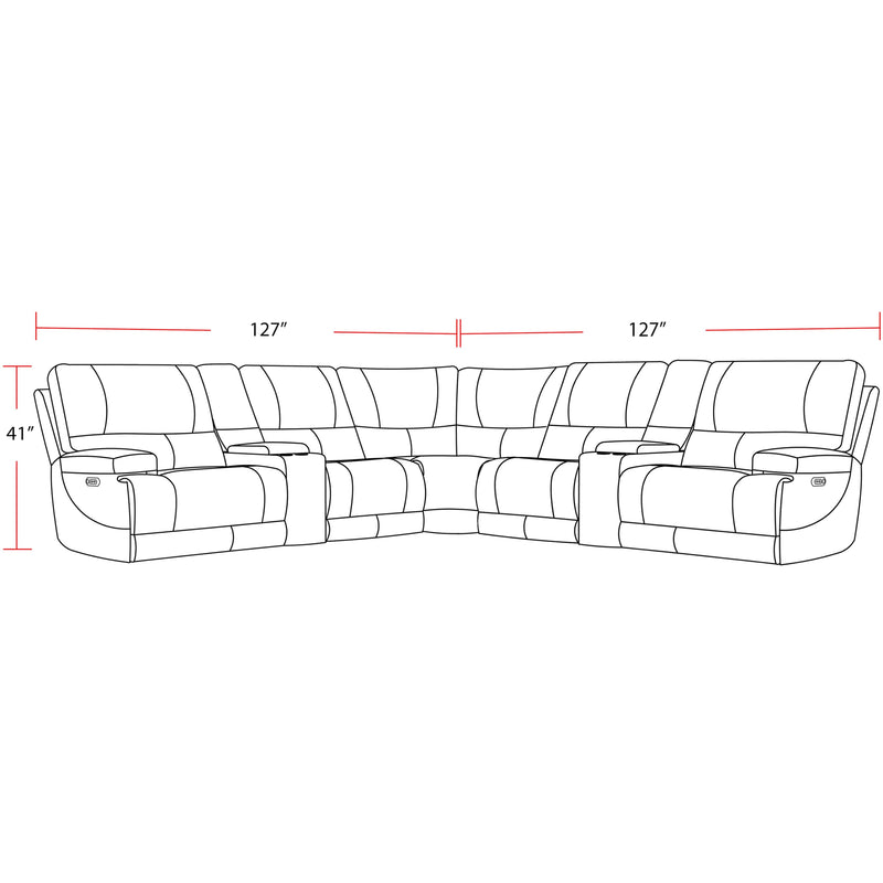 Parker Living Whitman MWHI-PACKT7(H)-P50-VAZ Verona Azure - Powered By Freemotion 7 Piece Modular Power Reclining Sectional with Power Adjustable Headrests IMAGE 2